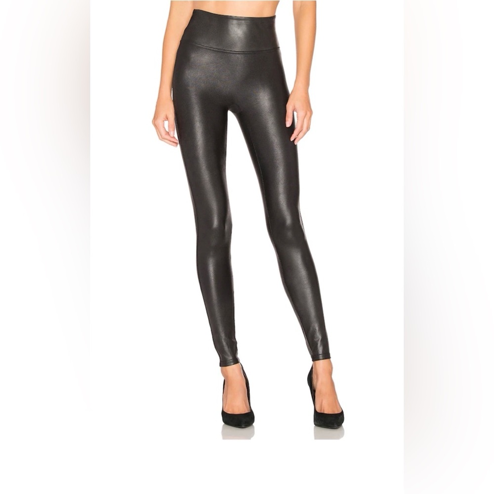 SPANX High-Waist Faux Leather Leggings in Black Size Small